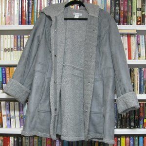 Jessica London med. gray faux suede coat